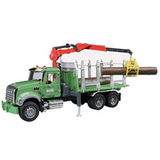 Zabawka ciężarówka do przewozu drewna z żurawiem Mack Granite