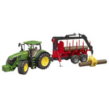 Ciągnik John Deere 7R 350 z przyczepą do przewozu drzewa